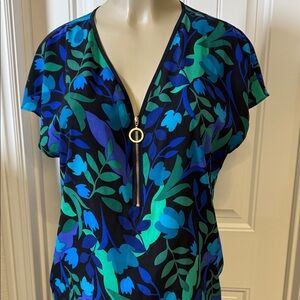 Calvin Klein Blue and Green Floral Blouse size medium. Beautiful light weight.